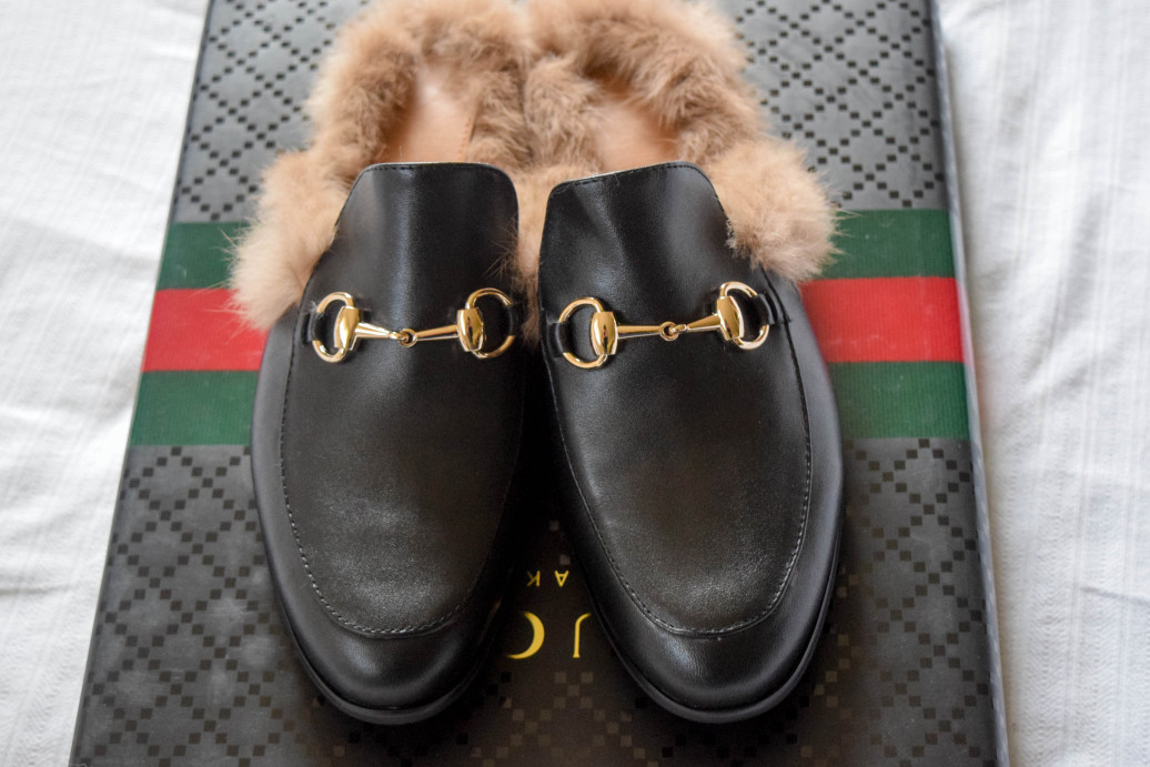 Gucci knockoff fur loafers-Jessica Buurman