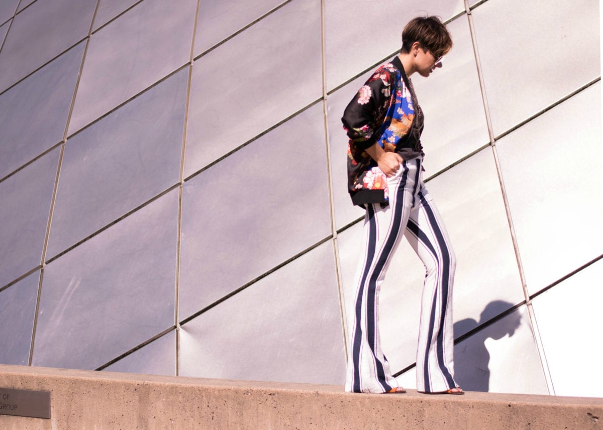 Mixing Prints: Striped pants & a floral bomber-Blogger Not Billionaire