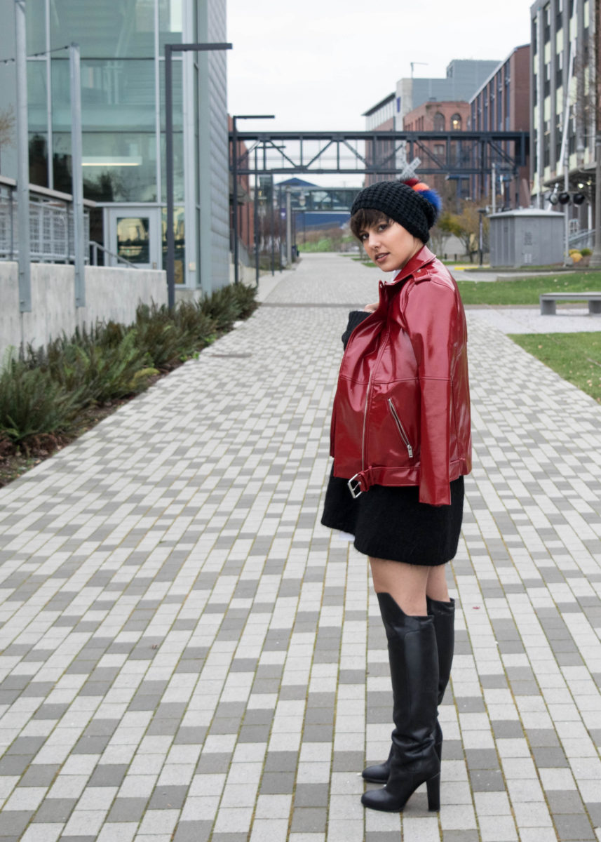 Red Patent Leather Zara Moto Jacket- BloggerNotBillionaire