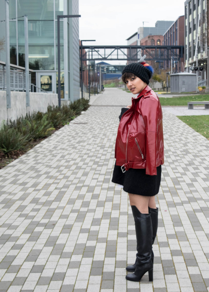 Red Patent Leather Zara Moto Jacket- BloggerNotBillionaire