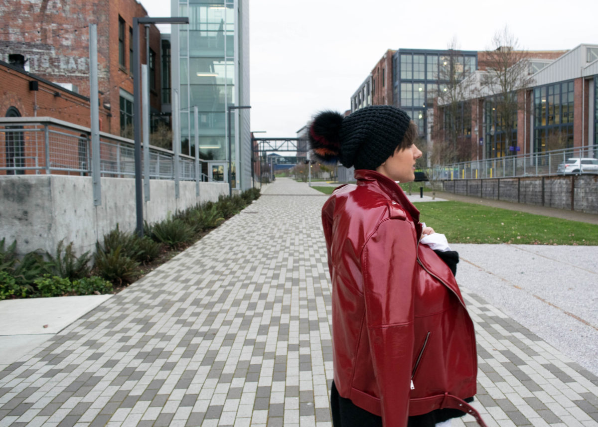 Pom Beanie and Patent Leather Jacket- BloggerNotBillionaire