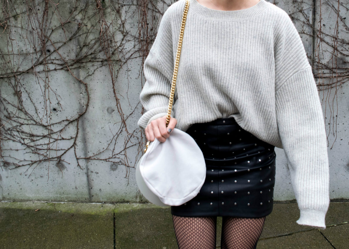 Just Female Knit-How to Wear Oversized Fishnet Tights: Outfit 1-- BloggerNotBillionaire