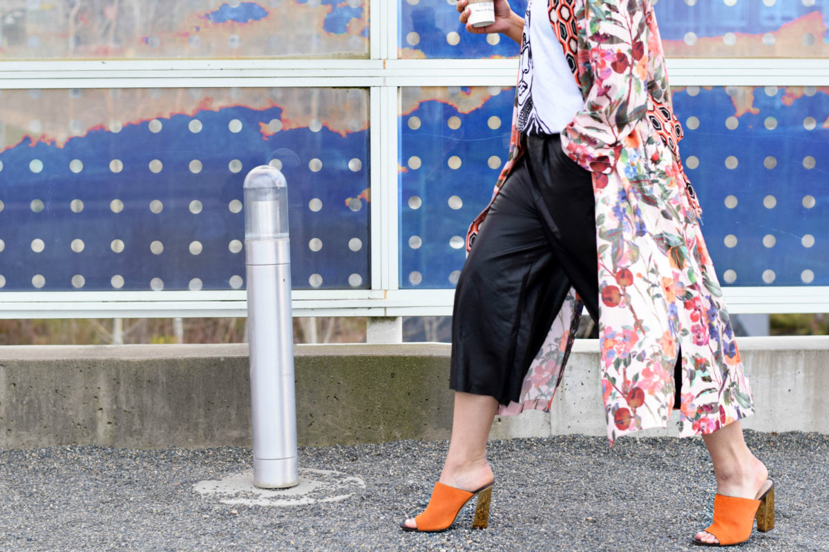 Outside PFW- Floral Kimono & Leather Culottes- BloggerNotBillionaire.com