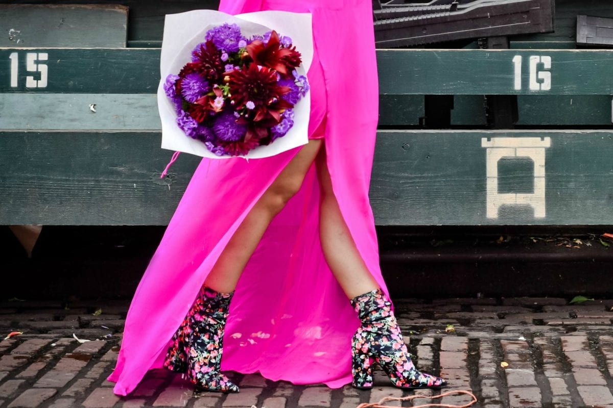 MANGO Fuchsia Maxi Dress & Floral Sock Boots