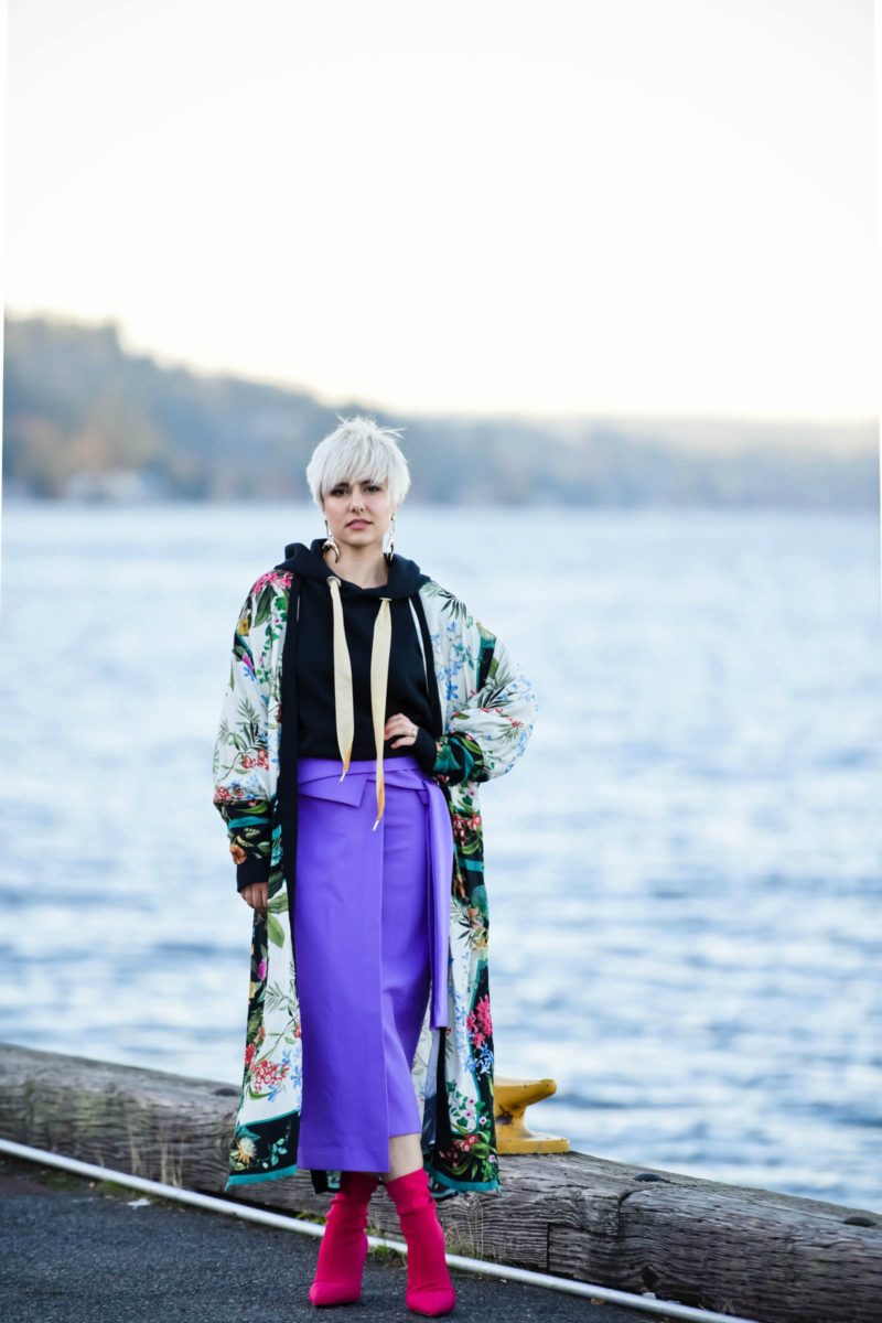 Street Style Trends: Layering a Sweatshirt Under a Kimono