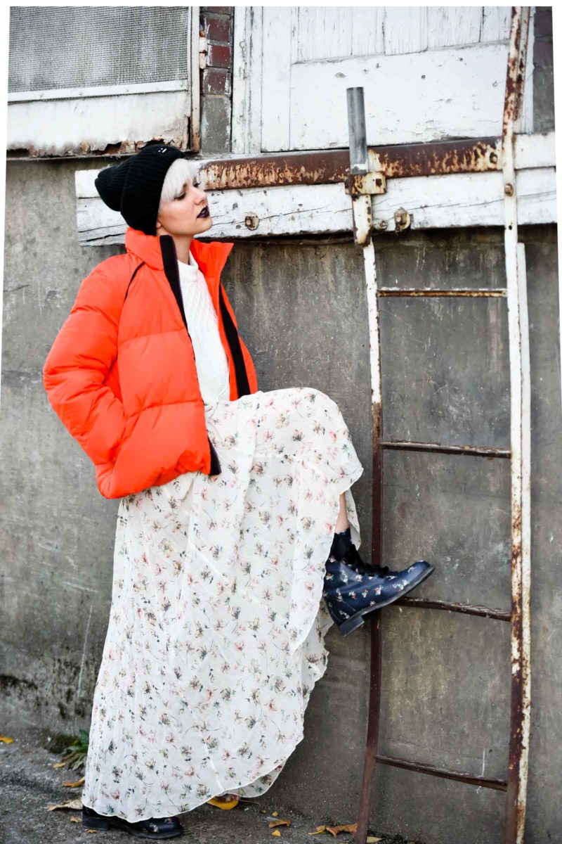 Ganni Orange Puffer Jacket