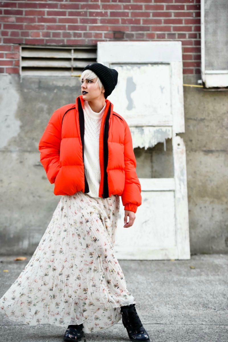 Ganni Fountain Down Orange Coat