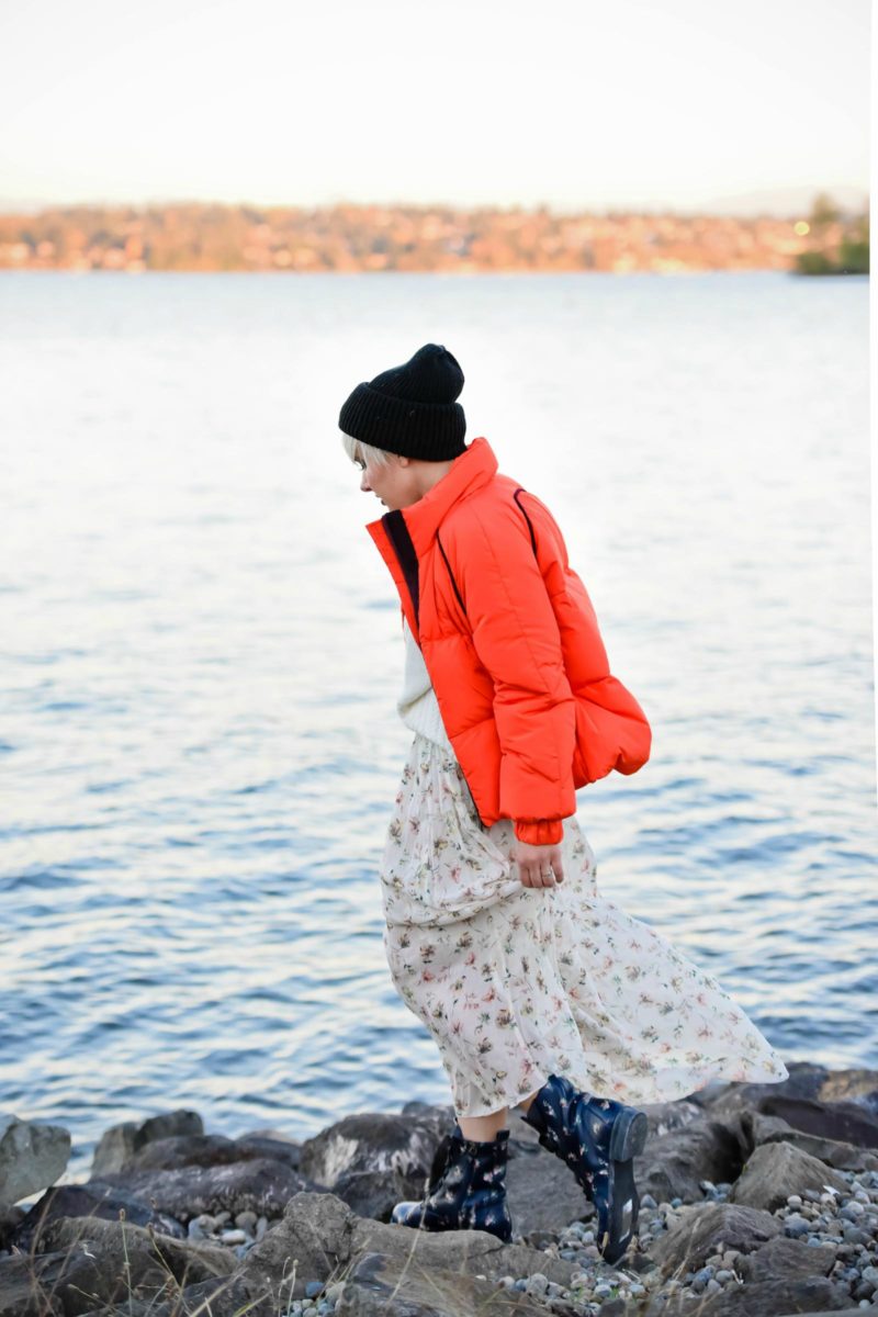 Ganni Orange Puffer Jacket