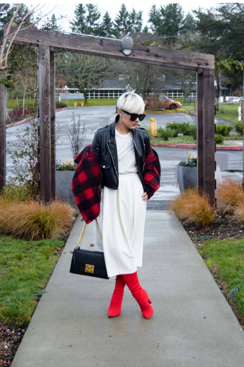 Red Knee High Sock Boots