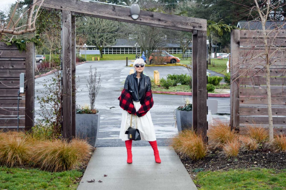 Red Knee High Sock Boots