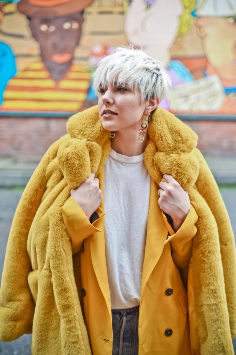 Yellow Faux Fur Coat