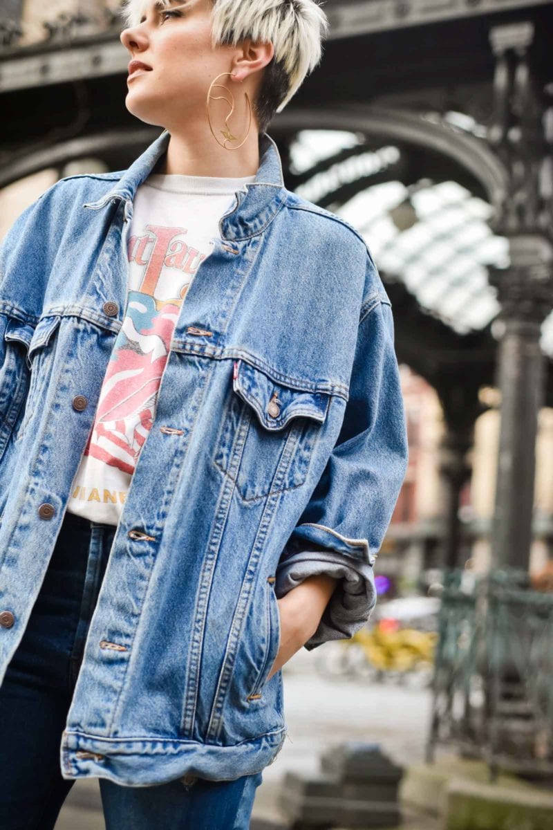 Vintage Levi's Jacket and Saint Laurent Rolling Stones T-shirt