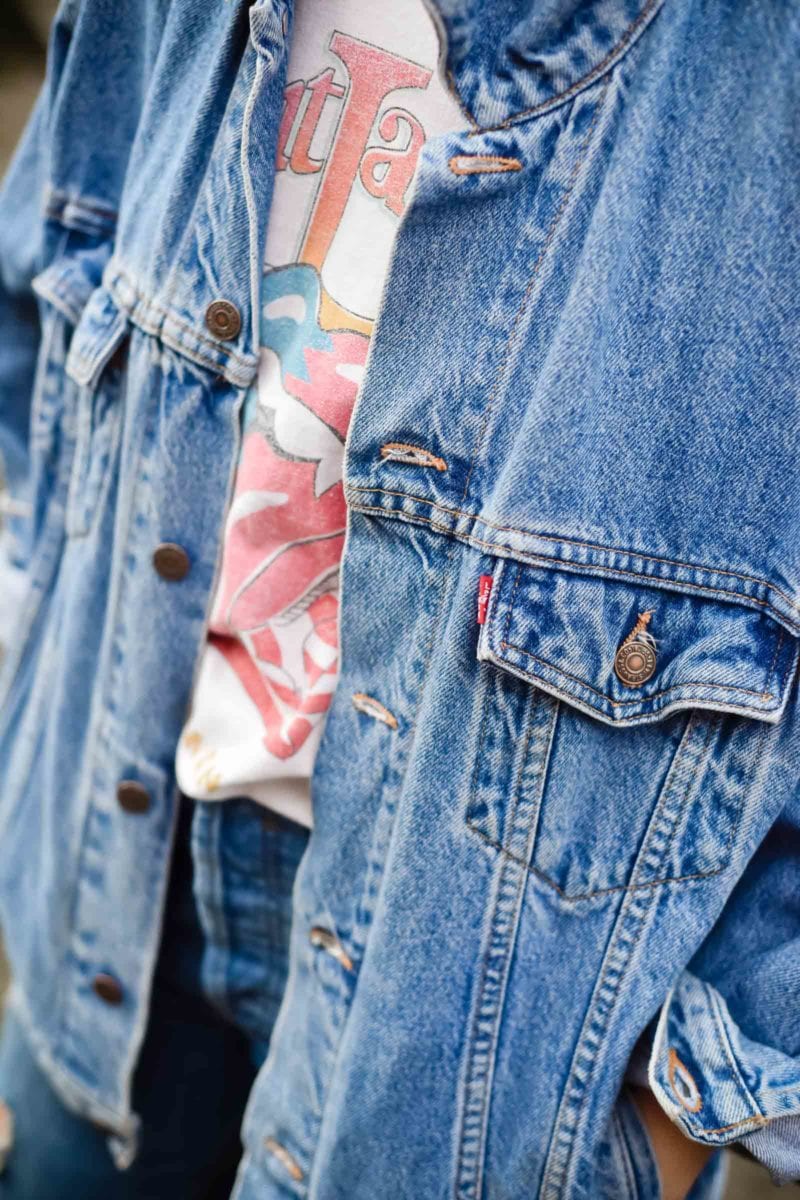 Vintage Levi's Jacket and Saint Laurent Rolling Stones T-shirt