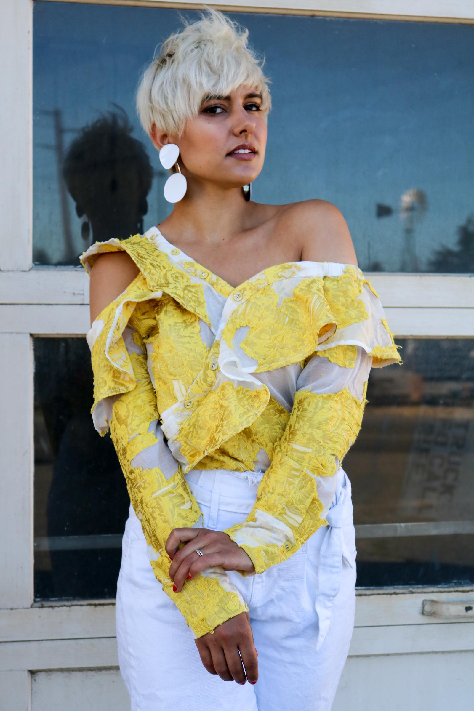 Yellow Floral Self-Portrait Top