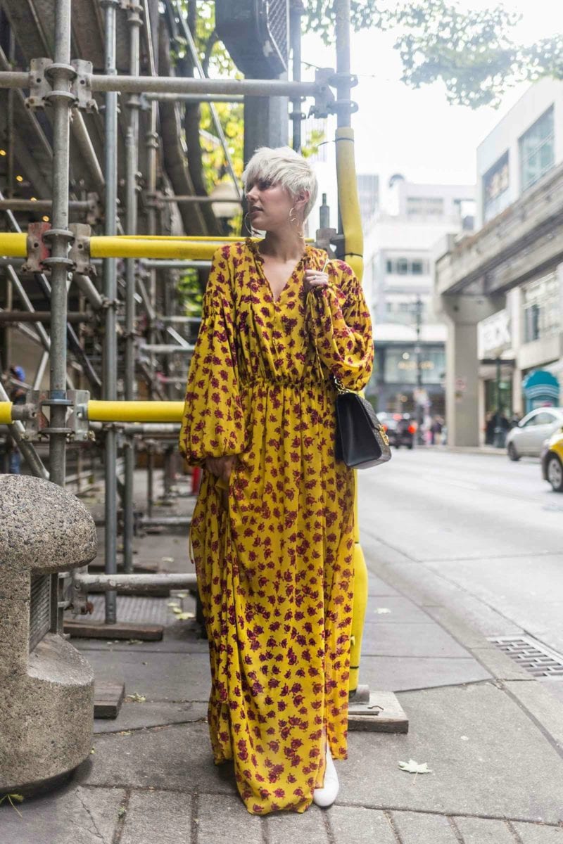 2 Ways to Wear Your Favorite Fall Maxi Dress: Mango Yellow FLoral Dress