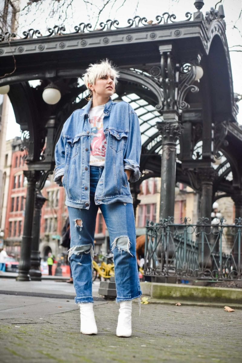 Vintage Levi's Jacket and Saint Laurent Rolling Stones T-shirt