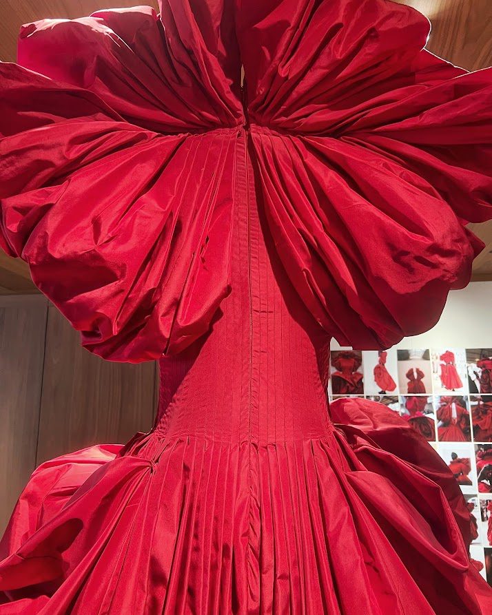 Photo of Alexander Mcqueen Roses dress by Sarah Burton featuring pleated silk organza. photo credit: threaded together podcast